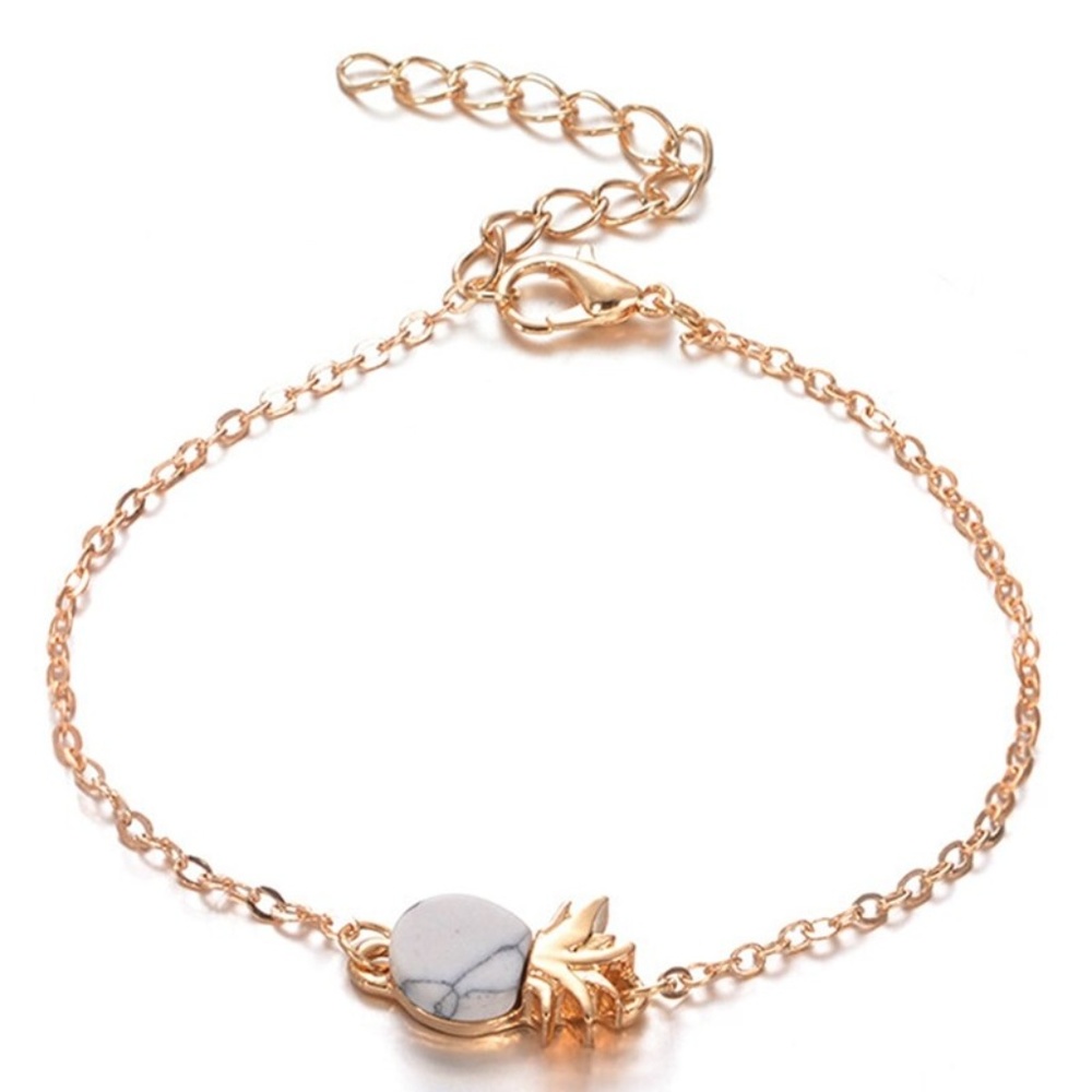2/$25 Dainty Gold Marble Pineapple Bracelet